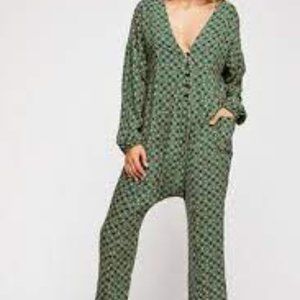Free People | So So Soft Printed Jumper GREEN SIZE MEDIUM